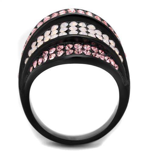TK2201 - IP Black(Ion Plating) Stainless Steel Ring with Top Grade Crystal in Multi Color - Alamode - Flyclothing LLC