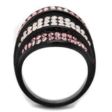 TK2201 - IP Black(Ion Plating) Stainless Steel Ring with Top Grade Crystal in Multi Color - Alamode - Flyclothing LLC