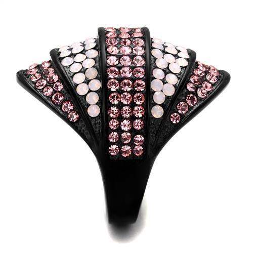 TK2201 - IP Black(Ion Plating) Stainless Steel Ring with Top Grade Crystal in Multi Color - Alamode - Flyclothing LLC