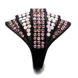 TK2201 - IP Black(Ion Plating) Stainless Steel Ring with Top Grade Crystal in Multi Color - Alamode - Flyclothing LLC