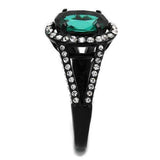 TK2202 - IP Black(Ion Plating) Stainless Steel Ring with Synthetic Synthetic Glass in Blue Zircon - Alamode - Flyclothing LLC