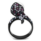 TK2203 - IP Black(Ion Plating) Stainless Steel Ring with Synthetic Pearl in White - Alamode - Flyclothing LLC