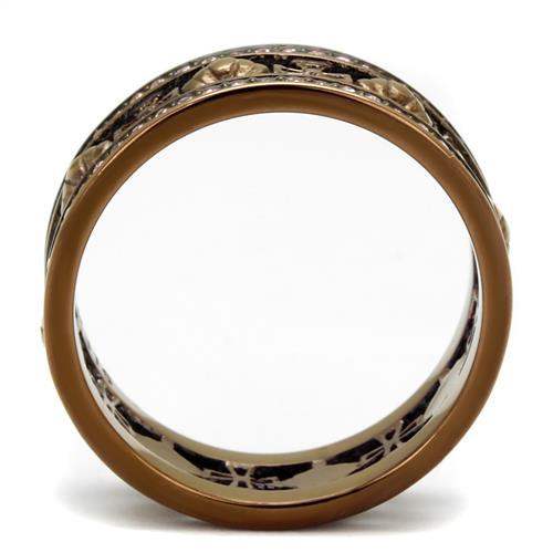 TK2204LC - IP Coffee light Stainless Steel Ring with Top Grade Crystal in Light Rose - Alamode - Flyclothing LLC