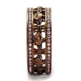 TK2204LC - IP Coffee light Stainless Steel Ring with Top Grade Crystal  in Light Rose - Alamode