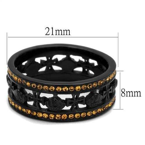 TK2204 - IP Black(Ion Plating) Stainless Steel Ring with Top Grade Crystal in Topaz - Alamode - Flyclothing LLC