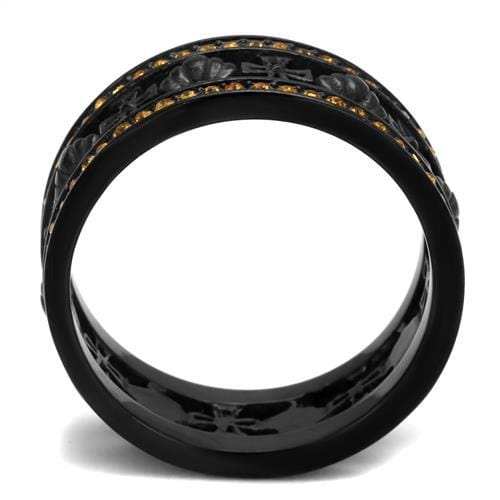 TK2204 - IP Black(Ion Plating) Stainless Steel Ring with Top Grade Crystal in Topaz - Alamode - Flyclothing LLC