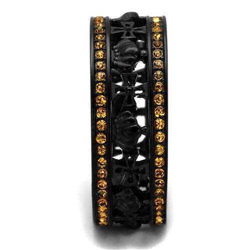 TK2204 - IP Black(Ion Plating) Stainless Steel Ring with Top Grade Crystal in Topaz - Alamode - Flyclothing LLC