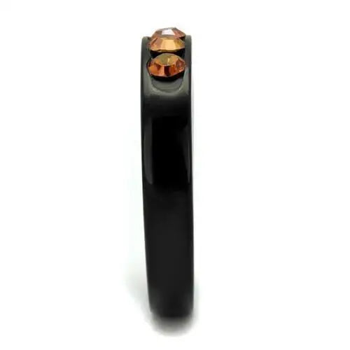 TK2206 - IP Black(Ion Plating) Stainless Steel Ring with Top Grade Crystal in Champagne - Alamode - Flyclothing LLC