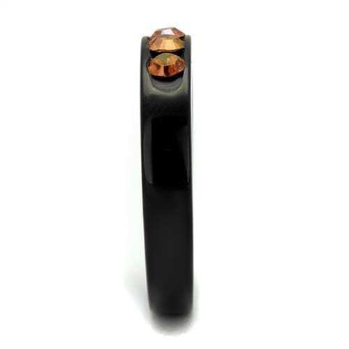 TK2206 - IP Black(Ion Plating) Stainless Steel Ring with Top Grade Crystal in Champagne - Alamode - Flyclothing LLC