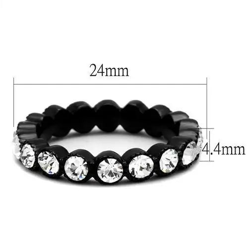 TK2207 - IP Black(Ion Plating) Stainless Steel Ring with Top Grade Crystal in Clear - Alamode - Flyclothing LLC