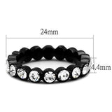 TK2207 - IP Black(Ion Plating) Stainless Steel Ring with Top Grade Crystal  in Clear - Alamode
