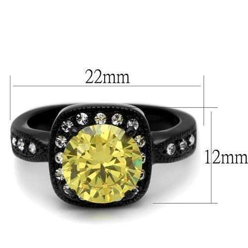 TK2208 - IP Black(Ion Plating) Stainless Steel Ring with AAA Grade CZ in Topaz - Alamode - Flyclothing LLC