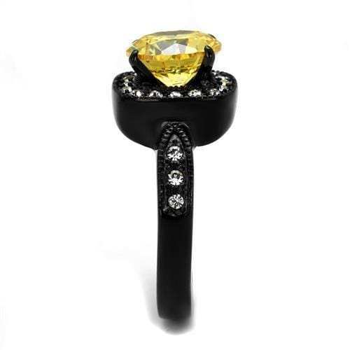 TK2208 - IP Black(Ion Plating) Stainless Steel Ring with AAA Grade CZ in Topaz - Alamode - Flyclothing LLC