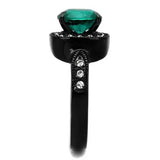 TK2209 - IP Black(Ion Plating) Stainless Steel Ring with Synthetic Synthetic Glass in Blue Zircon - Alamode - Flyclothing LLC