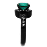 TK2209 - IP Black(Ion Plating) Stainless Steel Ring with Synthetic Synthetic Glass in Blue Zircon - Alamode - Flyclothing LLC