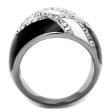 TK2211 - High polished (no plating) Stainless Steel Ring with Top Grade Crystal in Clear - Alamode - Flyclothing LLC