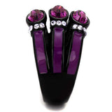 TK2213 - IP Black(Ion Plating) Stainless Steel Ring with Top Grade Crystal in Amethyst - Alamode - Flyclothing LLC