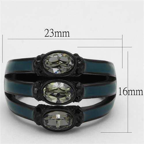 TK2214 - IP Black(Ion Plating) Stainless Steel Ring with Top Grade Crystal in Black Diamond - Alamode - Flyclothing LLC