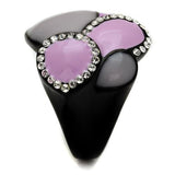 TK2215 - IP Black(Ion Plating) Stainless Steel Ring with Top Grade Crystal  in Clear - Alamode