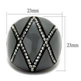 TK2216 - IP Black(Ion Plating) Stainless Steel Ring with Top Grade Crystal  in Clear - Alamode