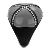 TK2216 - IP Black(Ion Plating) Stainless Steel Ring with Top Grade Crystal  in Clear - Alamode