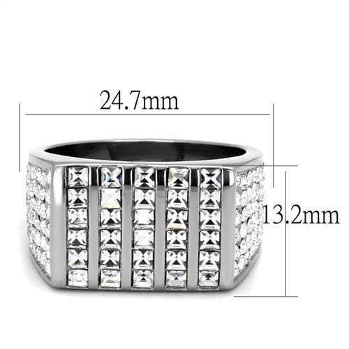 TK2219 - High polished (no plating) Stainless Steel Ring with Top Grade Crystal in Clear - Alamode - Flyclothing LLC