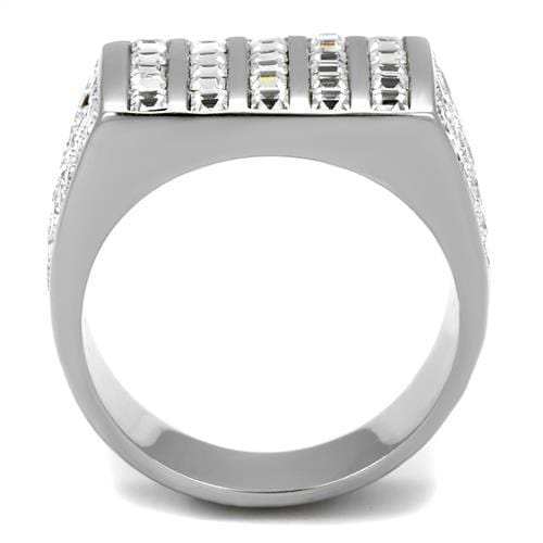 TK2219 - High polished (no plating) Stainless Steel Ring with Top Grade Crystal in Clear - Alamode - Flyclothing LLC