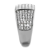TK2219 - High polished (no plating) Stainless Steel Ring with Top Grade Crystal in Clear - Alamode - Flyclothing LLC