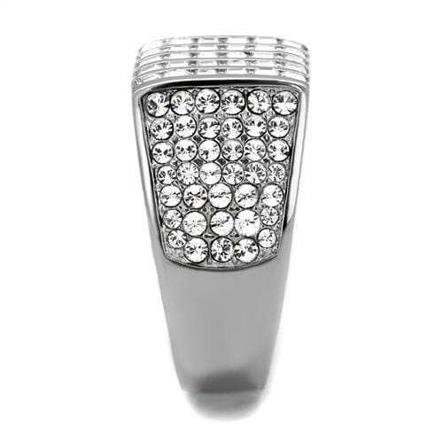 TK2219 - High polished (no plating) Stainless Steel Ring with Top Grade Crystal in Clear - Alamode - Flyclothing LLC
