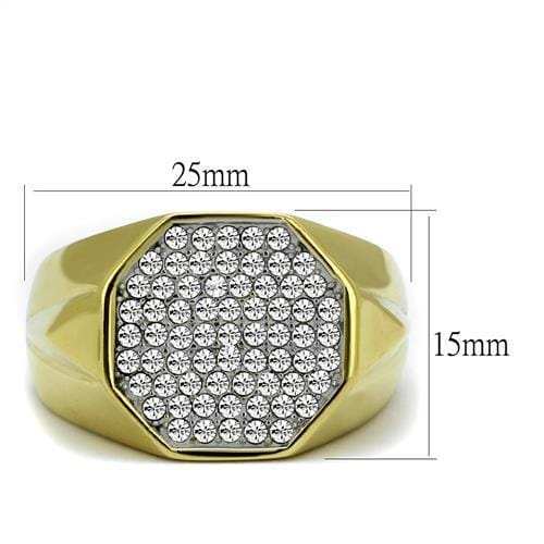 TK2221 - Two-Tone IP Gold (Ion Plating) Stainless Steel Ring with Top Grade Crystal in Clear - Alamode - Flyclothing LLC