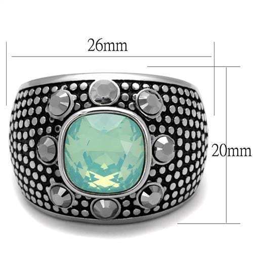 TK2223 - High polished (no plating) Stainless Steel Ring with Top Grade Crystal in Fireopal - Alamode - Flyclothing LLC