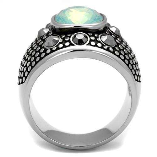 TK2223 - High polished (no plating) Stainless Steel Ring with Top Grade Crystal in Fireopal - Alamode - Flyclothing LLC