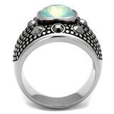 TK2223 - High polished (no plating) Stainless Steel Ring with Top Grade Crystal  in Fireopal - Alamode