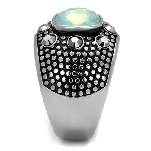 TK2223 - High polished (no plating) Stainless Steel Ring with Top Grade Crystal in Fireopal - Alamode - Flyclothing LLC