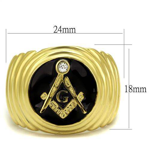 TK2224 - IP Gold(Ion Plating) Stainless Steel Ring with Top Grade Crystal in Clear - Alamode - Flyclothing LLC