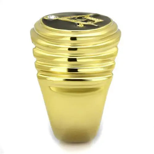TK2224 - IP Gold(Ion Plating) Stainless Steel Ring with Top Grade Crystal in Clear - Alamode - Flyclothing LLC