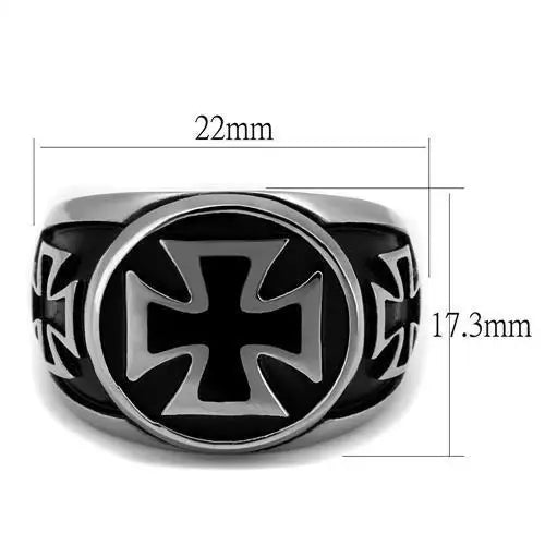 TK2226 - High polished (no plating) Stainless Steel Ring with Epoxy in Jet - Alamode - Flyclothing LLC