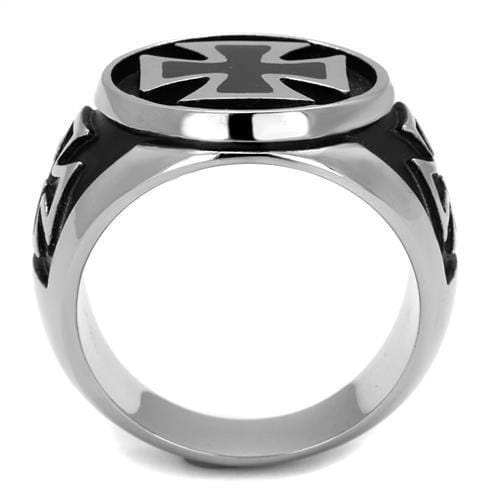 TK2226 - High polished (no plating) Stainless Steel Ring with Epoxy in Jet - Alamode - Flyclothing LLC