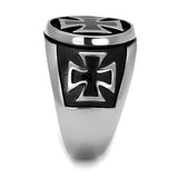 TK2226 - High polished (no plating) Stainless Steel Ring with Epoxy  in Jet - Alamode