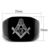 TK2227 - IP Black(Ion Plating) Stainless Steel Ring with No Stone - Alamode