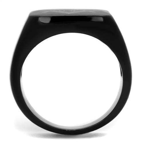 TK2227 - IP Black(Ion Plating) Stainless Steel Ring with No Stone - Alamode - Flyclothing LLC