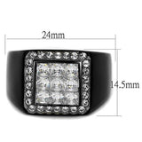 TK2230 - Two-Tone IP Black Stainless Steel Ring with AAA Grade CZ  in Clear - Alamode