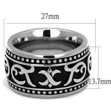 TK2233 - High polished (no plating) Stainless Steel Ring with Epoxy  in Jet - Alamode