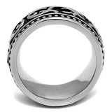 TK2233 - High polished (no plating) Stainless Steel Ring with Epoxy  in Jet - Alamode