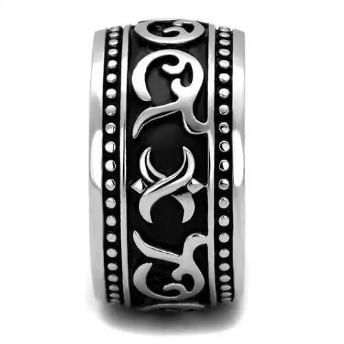 TK2233 - High polished (no plating) Stainless Steel Ring with Epoxy in Jet - Alamode - Flyclothing LLC