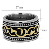 TK2234 - Two-Tone IP Gold (Ion Plating) Stainless Steel Ring with Epoxy  in Jet - Alamode