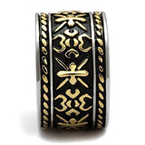 TK2236 - Two-Tone IP Gold (Ion Plating) Stainless Steel Ring with Epoxy  in Jet - Alamode