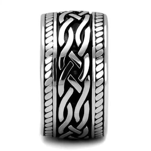 TK2239 - High polished (no plating) Stainless Steel Ring with Epoxy in Jet - Alamode - Flyclothing LLC