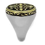 TK2241 - Two-Tone IP Gold (Ion Plating) Stainless Steel Ring with Epoxy in Jet - Alamode - Flyclothing LLC