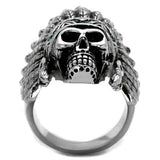 TK2245 - High polished (no plating) Stainless Steel Ring with Top Grade Crystal  in Emerald - Alamode